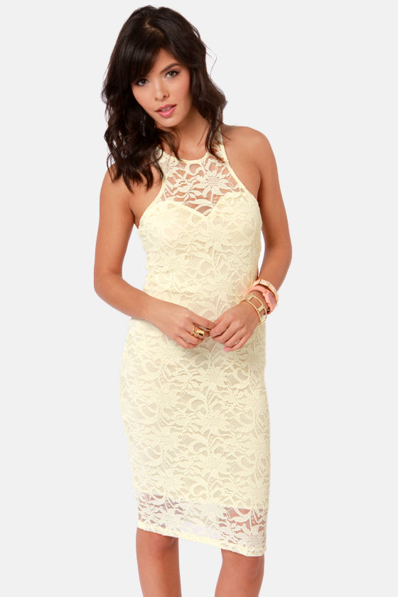 bright yellow lace dress