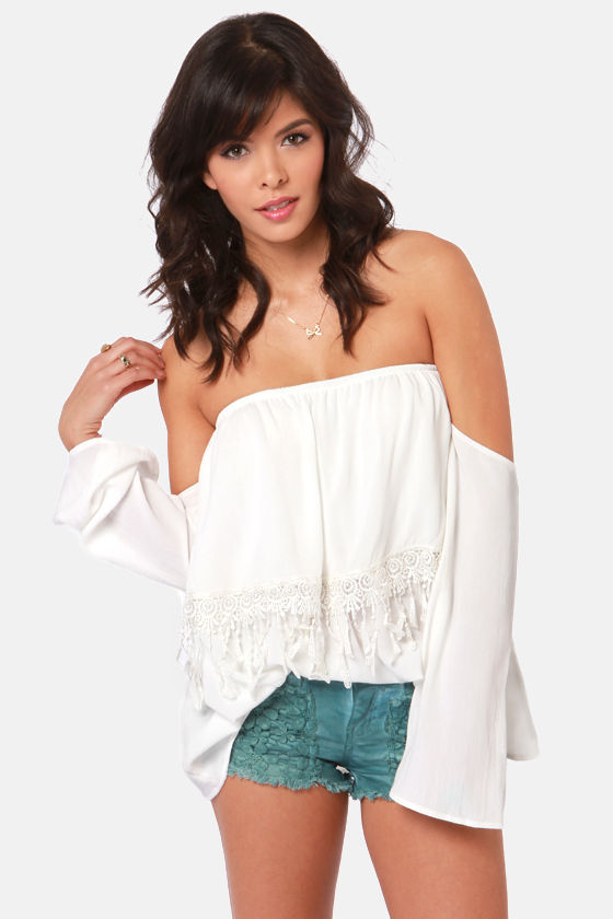 Cute Ivory Top - Off-the-Shoulder Top - Lace Top - $42.00 - Lulus