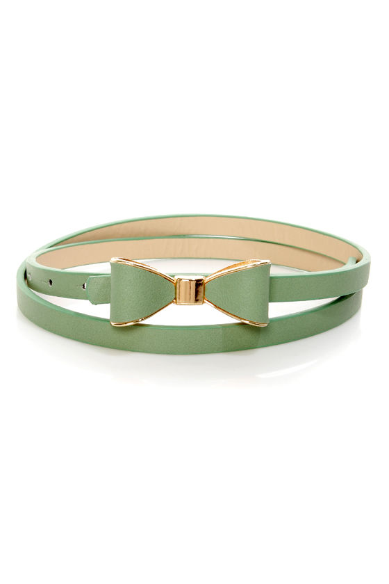 Cute Sage Green Belt Bow Belt Skinny Belt 11.00 Lulus