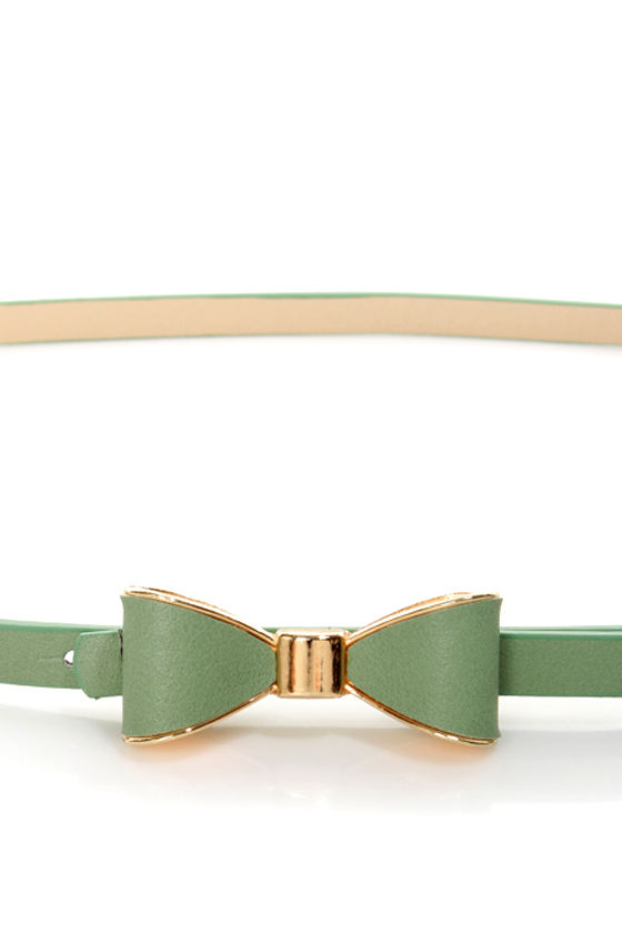 Good to Bow Sage Green Bow Skinny Belt