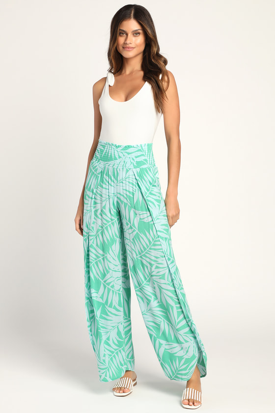 Billabong Wandering Soul 2 - Green Pants - Tropical Print Pants - Lulus