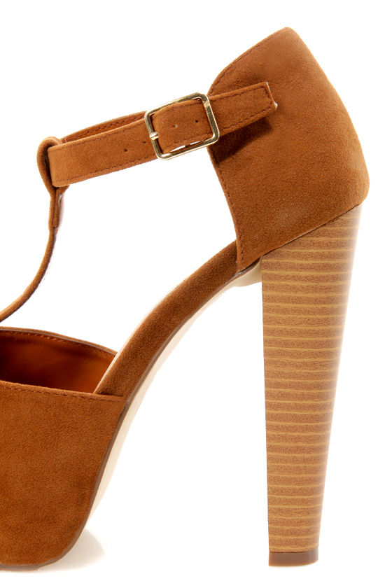 peep toe heels tan