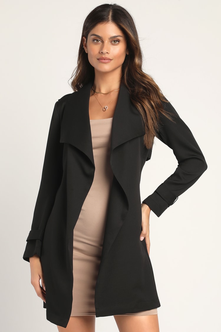 Chic Black Trench Coat - Belted Black Trench Coat - Lulus