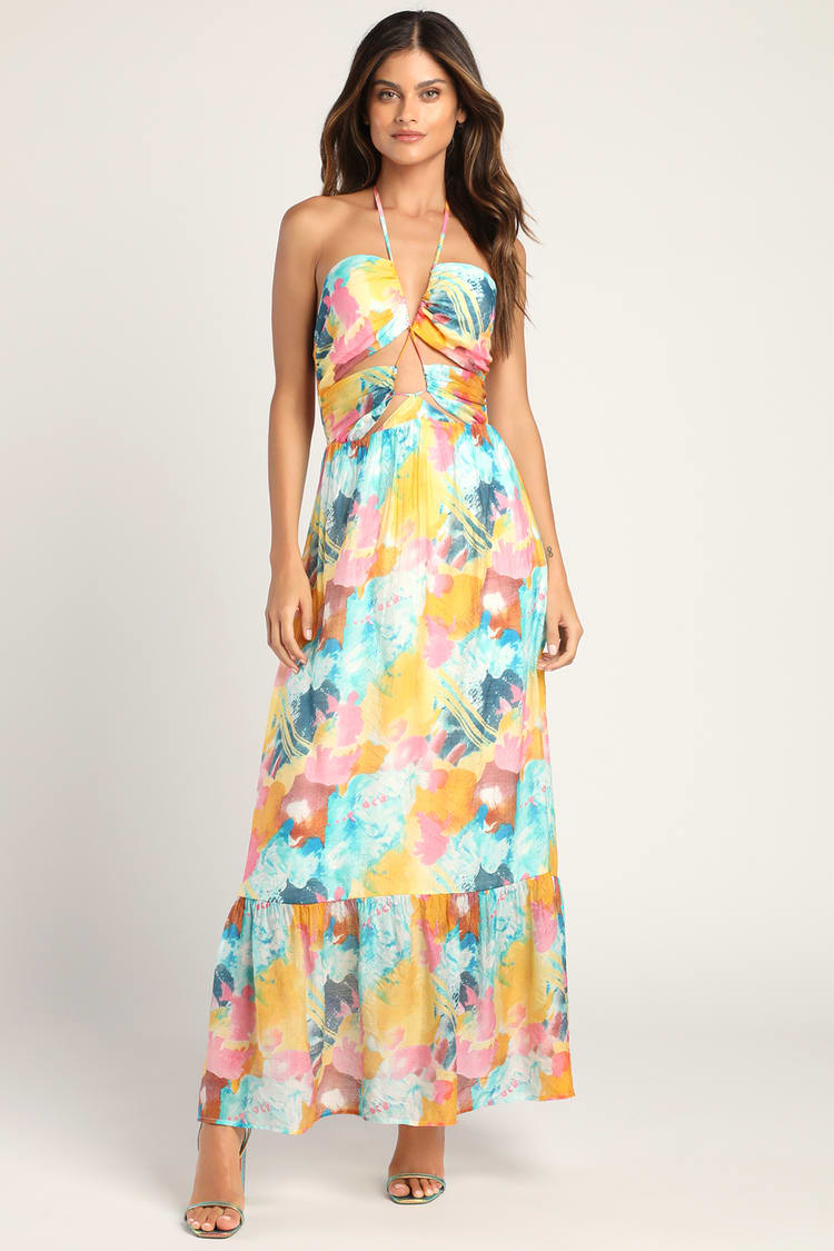 halter drawstring dress