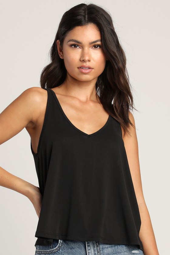 Basic Black Tank Top - V-Neck Tank Top - Swing Tank Top - Tank - Lulus