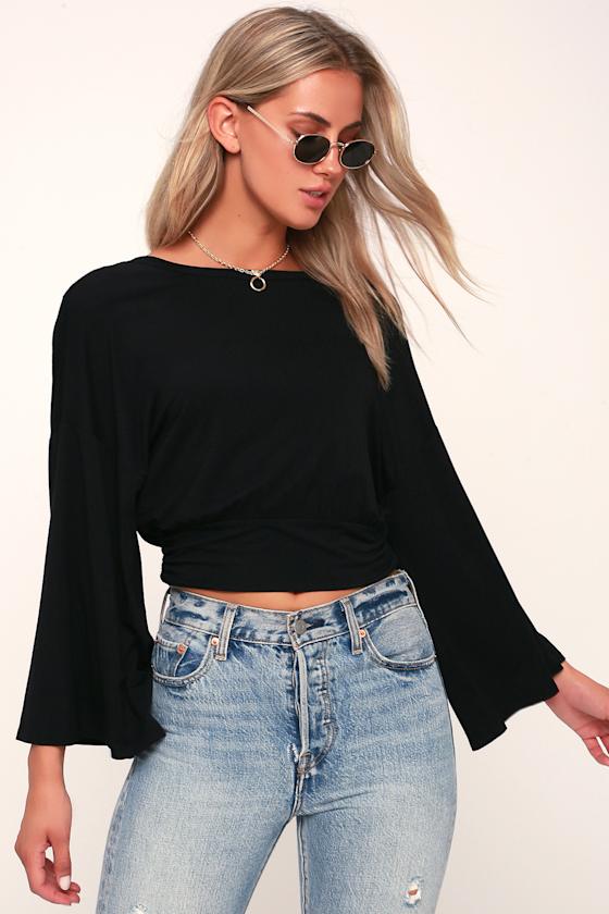 Turn of Events Black Reversible Long Sleeve Crop Top 8