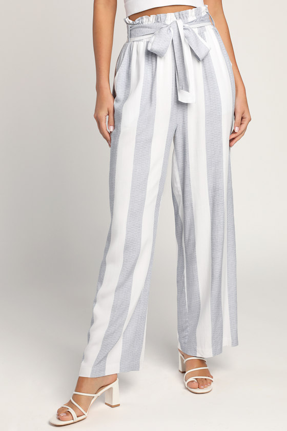 Yacht About It White Striped Wide-Leg Pants 6