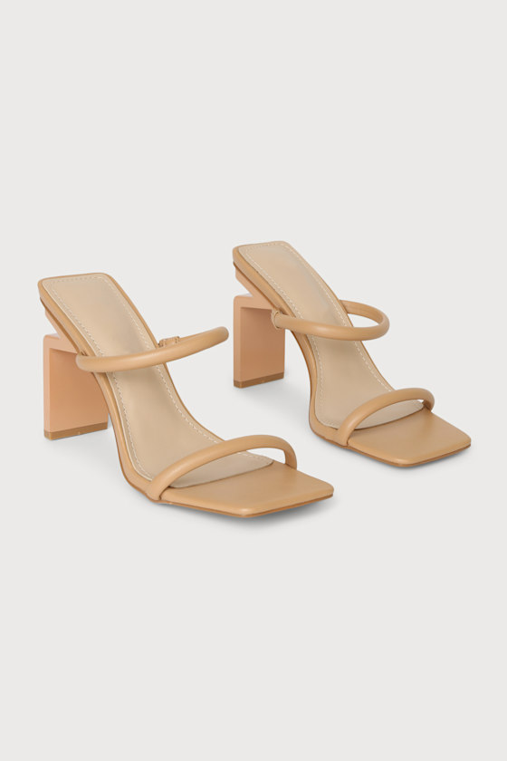Netta Light Nude Square Toe High Heel Slide Sandals 3