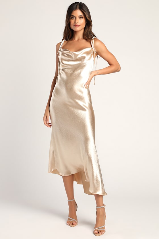 Asymmetrical Silk Champagne Dress main image 1