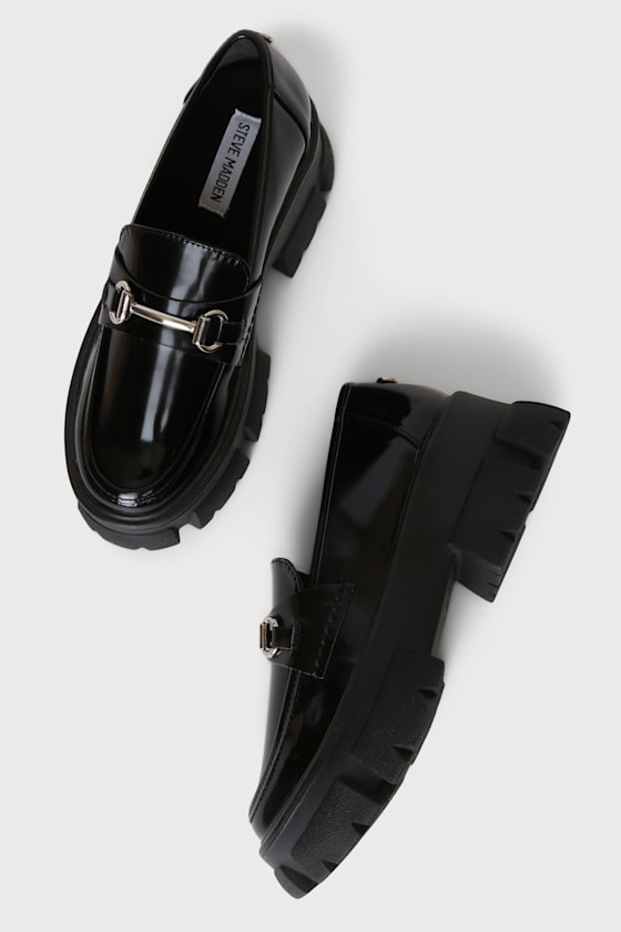 Trifecta Black Chain Platform Loafers 4
