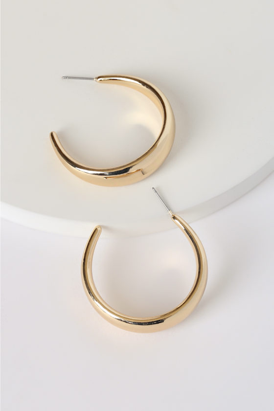 Easy Does It Gold Wide Hoop Earrings 3