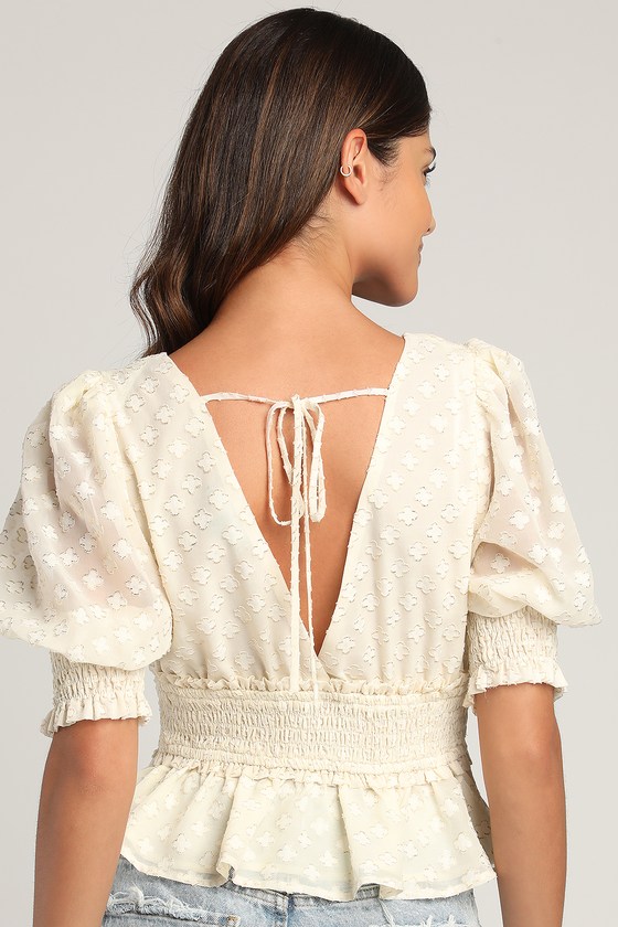 Peplum Zip Up - Cream – Carbon38