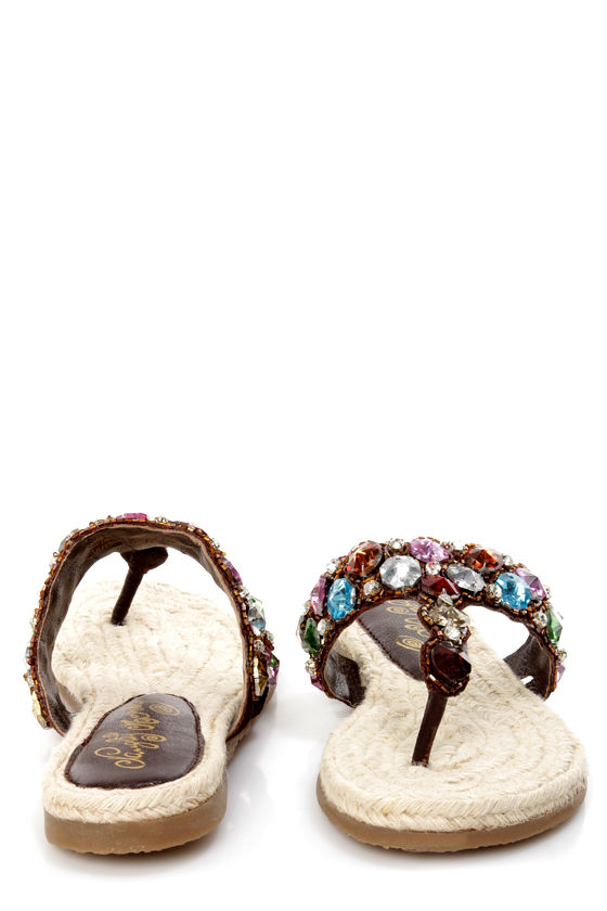 Naughty Monkey Free Fall Multi Bejeweled Thong Sandals