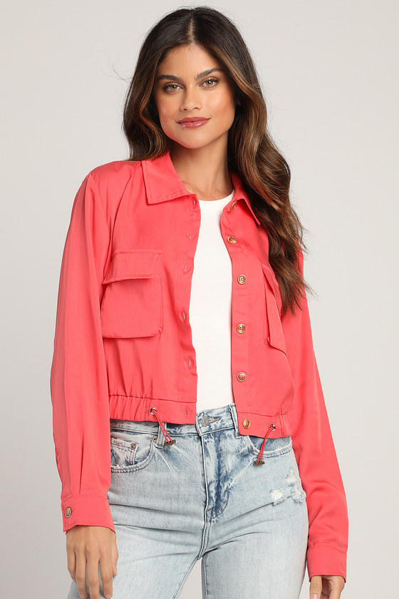 Coral Jacket - Collared Coat - Lightweight Utility Jacket - Lulus