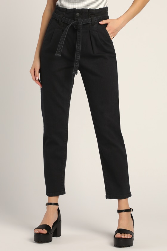 Black Jeans - High-Rise Jeans - Mom Jeans - Paperbag Pants - Lulus