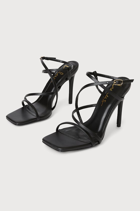 Swoy Strappy Black Ankle-Strap Heels 2