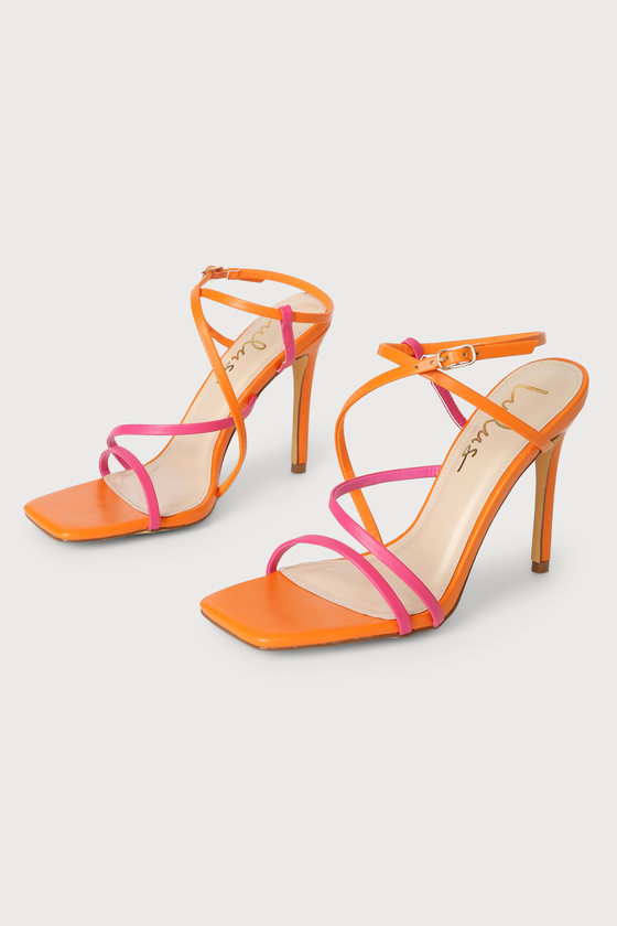 Jimmy Choo Minny Size 35.5 Neon Orange Ankle Strap Sandals Heels $750 | eBay