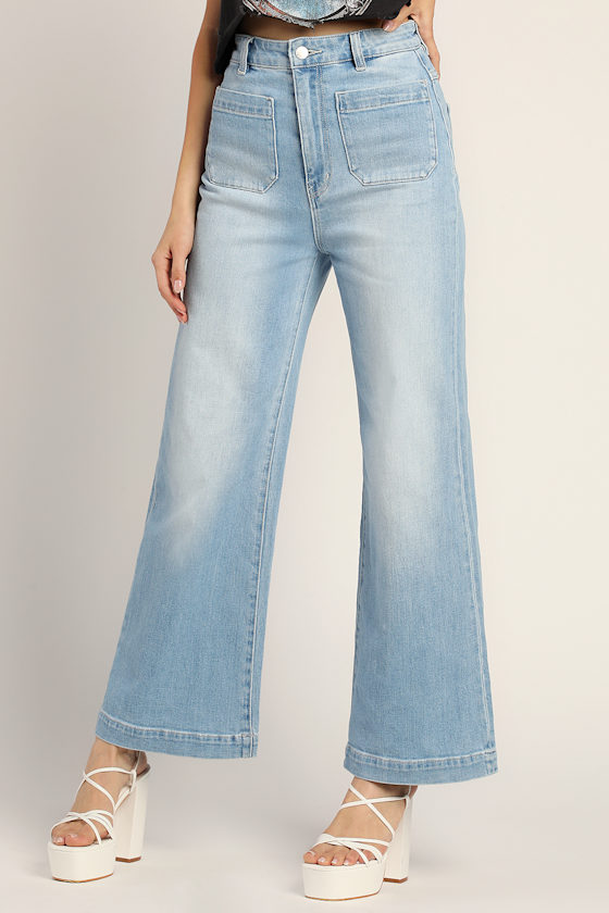Sailor Light Wash High Rise Wide-Leg Jeans 3