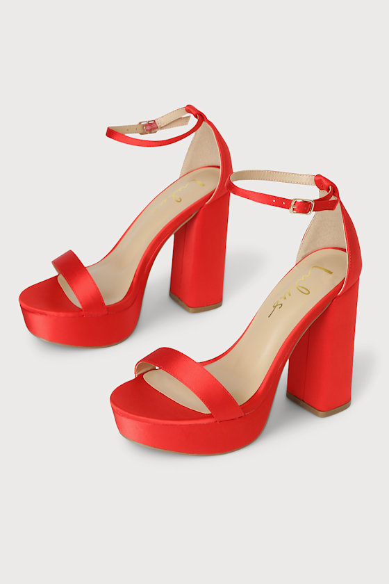 Arrabella Red Platform Ankle Strap Heels 3