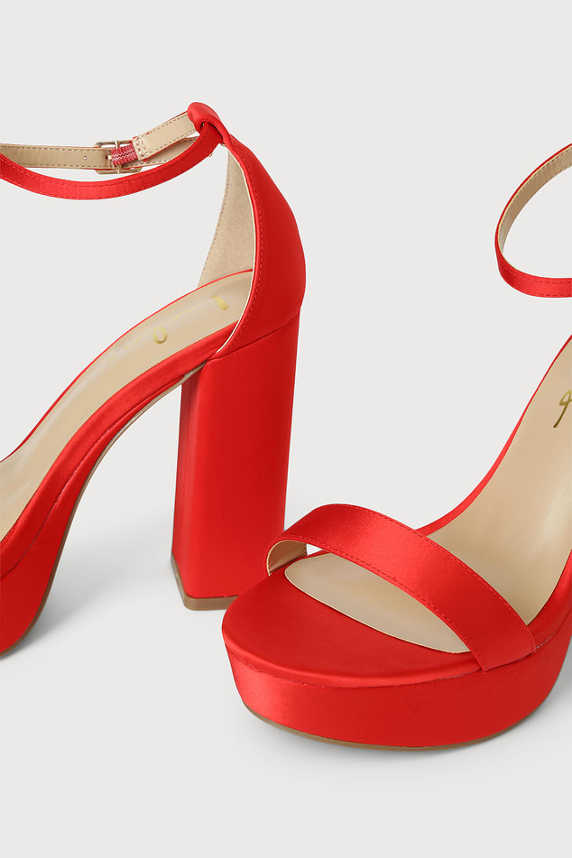 Red Ankle Strap Heels - Anklet Heels - High Heel Sandals - Lulus