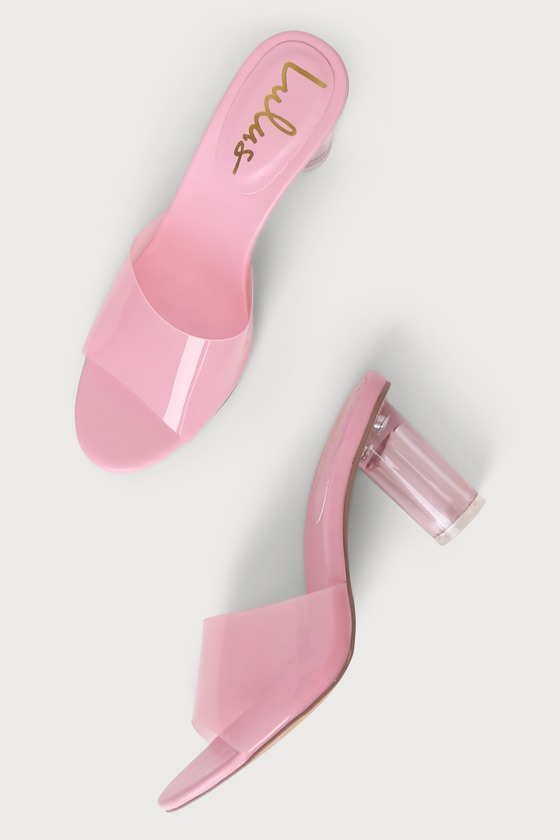 Lulus Narline Pink Lucite High Heel Slide Sandal Heels