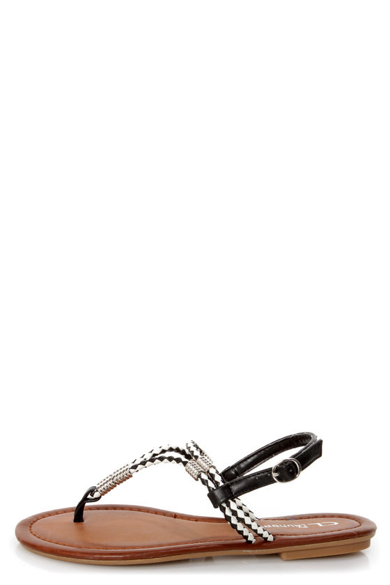 Chinese Laundry Clementina Black and White Braided Thong Sandals - $45. ...