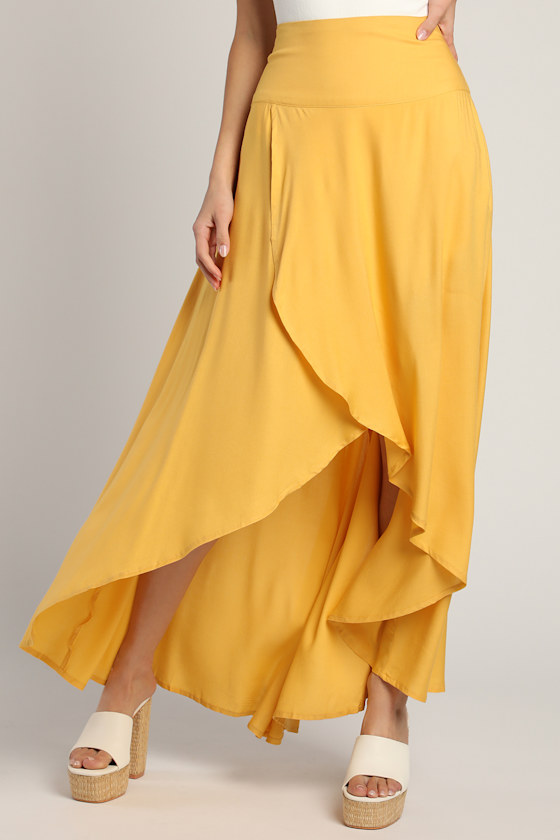 Ambrosio Yellow High-Low Maxi Skirt 2