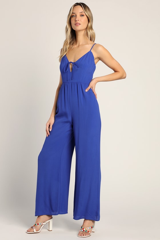 Royal Blue Jumpsuit - Wide-Leg Jumpsuit - Sleeveless Jumpsuit - Lulus