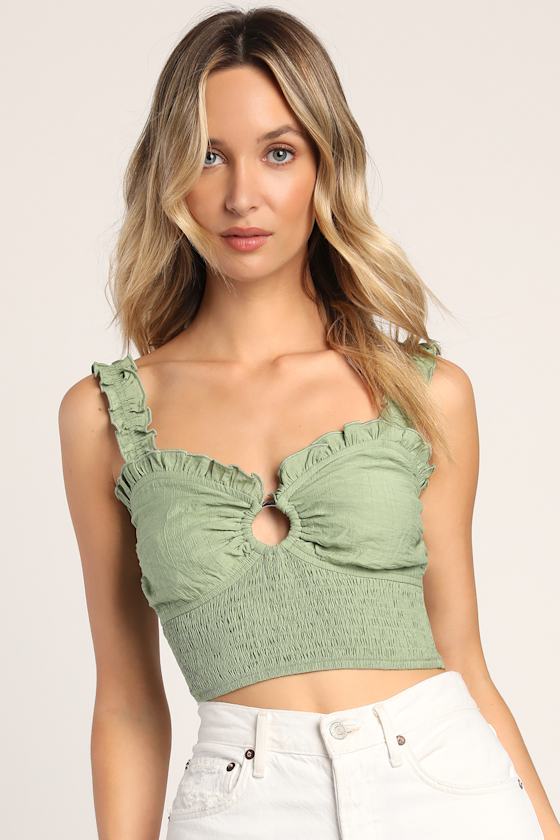 Ardrem Women's Y2K Lettuce Trim Ribbed Tank Top - Racerback Crop Top, Sleeveless, Tight Fit, Summer Tops In Multiple Colors - View #10