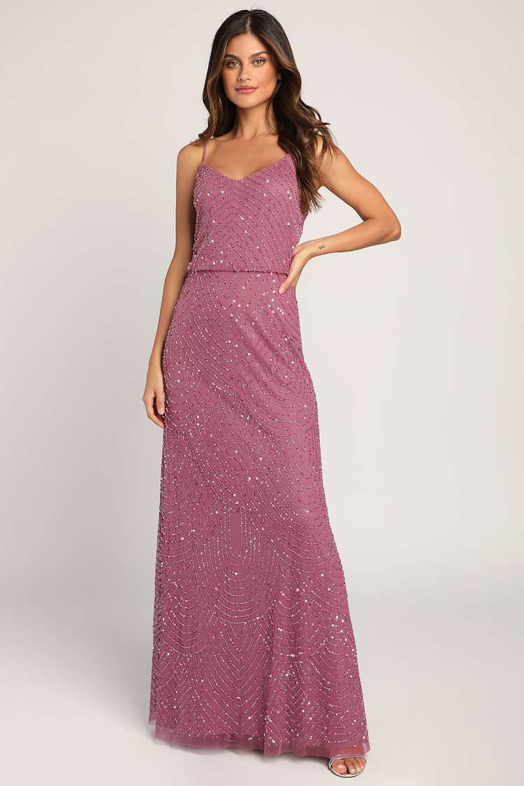 Wine Maxi Dress - Beaded Maxi Dress - Sequin Maxi Dress - Lulus