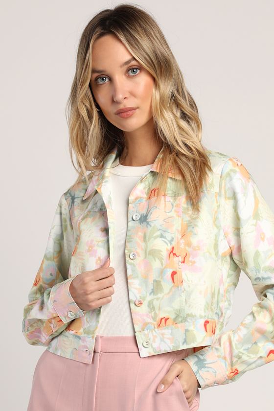 Sunny Scene Light Green Multi Floral Print Jacket 2