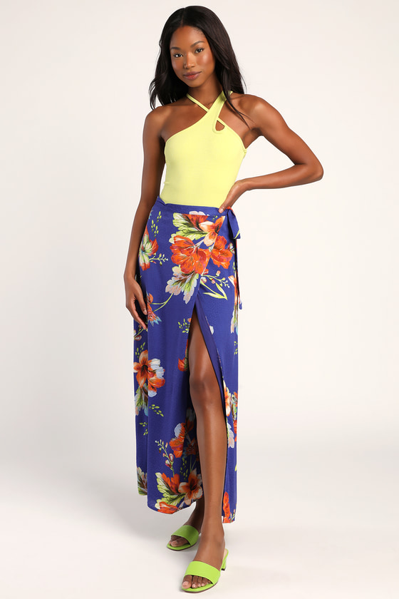 Wrap maxi skirt light blue clearance