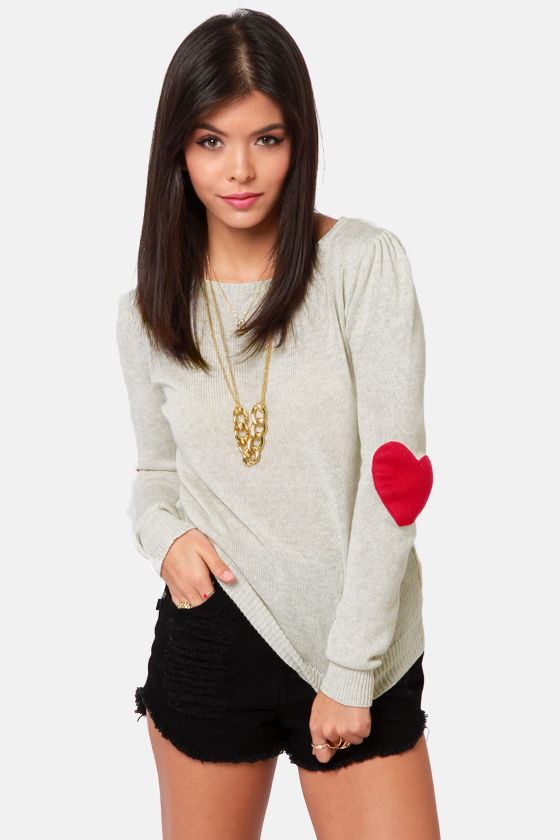 sweater with heart on sleeve