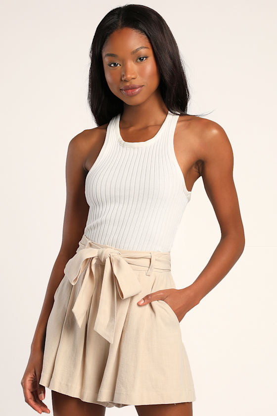 Everyday Outings Beige Paper Bag Shorts 3