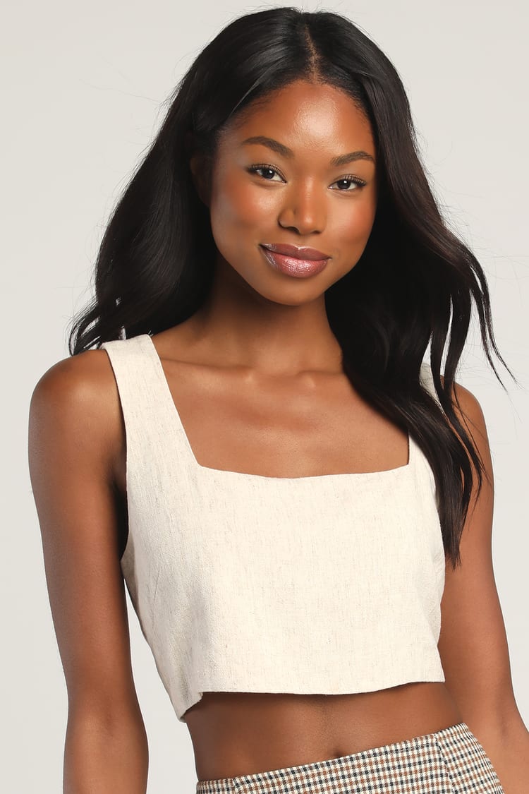 Beige Tank Top - Cropped Tank Top - Square Neck Top - Lulus