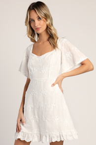 Morning in Mallorca White Cotton Eyelet Short Sleeve Mini Dress 2