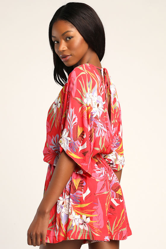 Festival Flirt Multi Print High Neck Tie-Back Sleeveless Romper 3