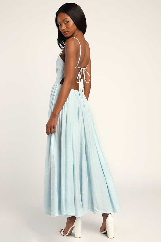 Runaway With Me Light Blue Sleeveless Lace-Up Maxi Dress 4