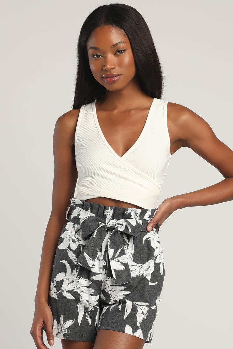 Linen Shorts - Paper Bag Waist Bottoms - Floral Print Shorts - Lulus
