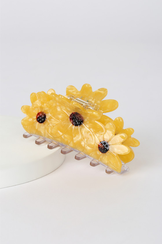 Sunflower Fields Yellow Acetate Claw Hair Clip 3