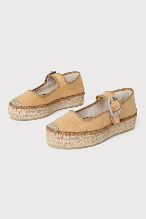 Surfside Tan Flatform Espadrille Mary Janes 3