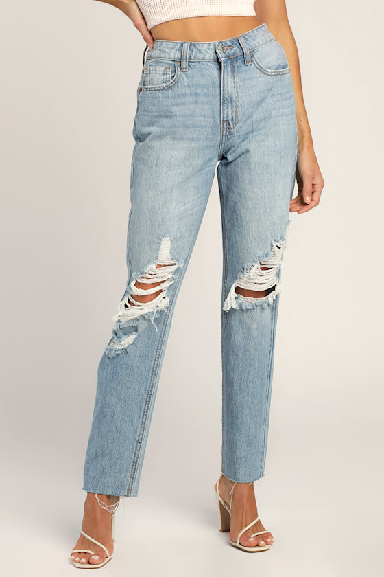 Raw Hem Jeans - Distressed Jeans - Lulus