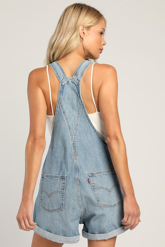 Vintage Shortall Medium Wash Denim Overalls 3