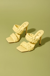 Kakee Yellow Woven High Heel Sandals