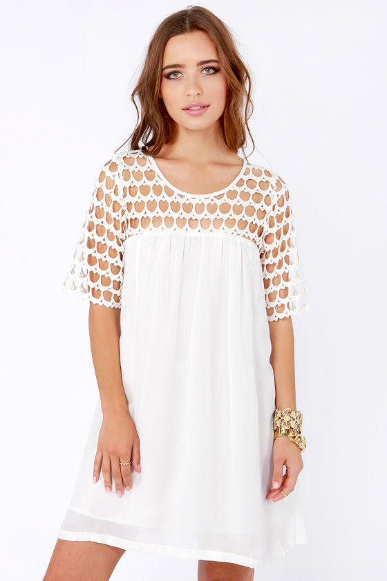 Cute Ivory Dress - Lace Dress - Shift Dress - $46.00 - Lulus