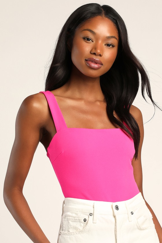 Lulus Basics Symbolize Hot Pink Sleeveless Bodysuit