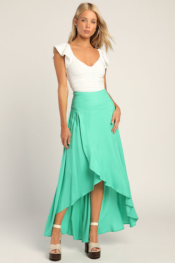 Ambrosio Teal Green High-Low Maxi Skirt 2