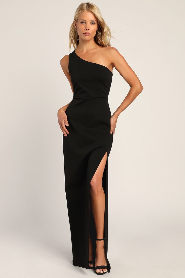 Black Dress - One-Shoulder Maxi Dress - Sleeveless Dress - Lulus