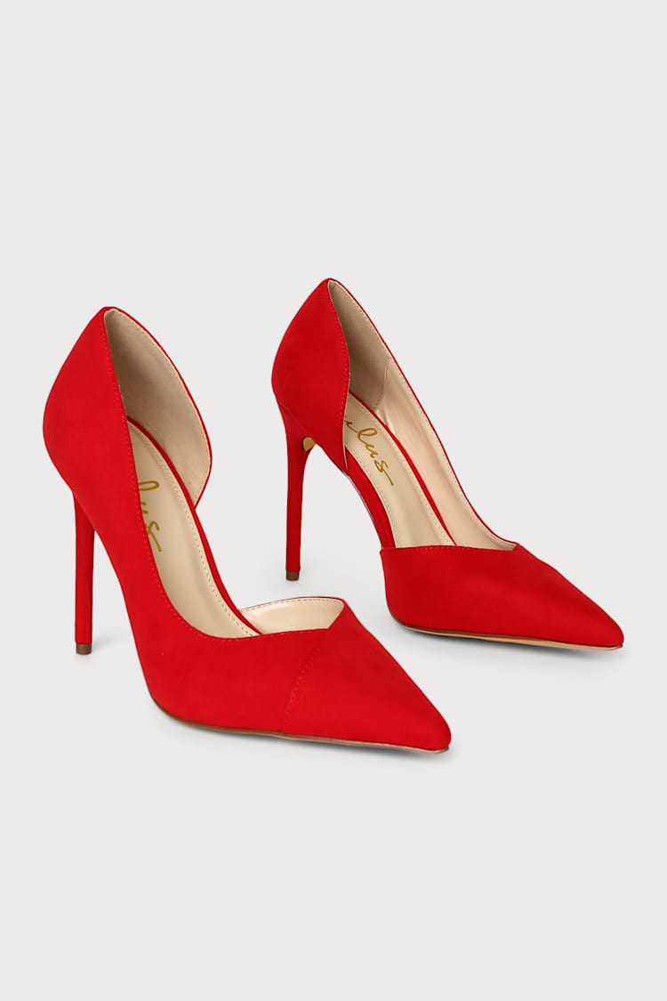 strapless open back dress Kierna Suede Pumps in Red
