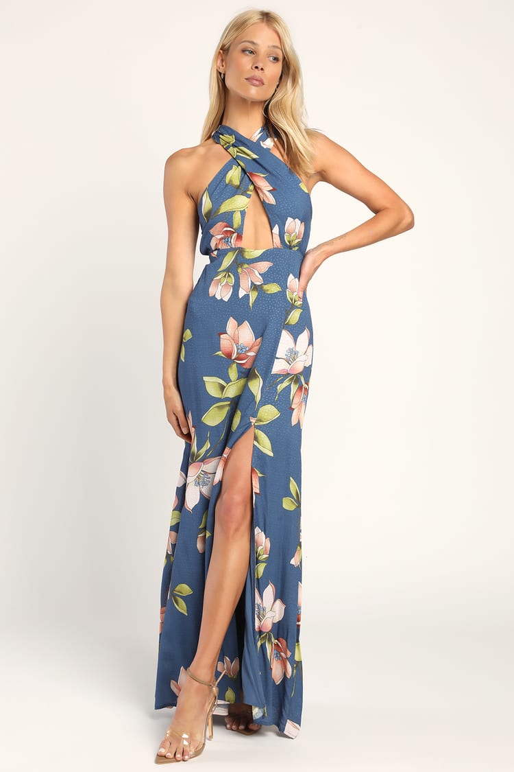 Woven Floral Cut Out Maxi Dress